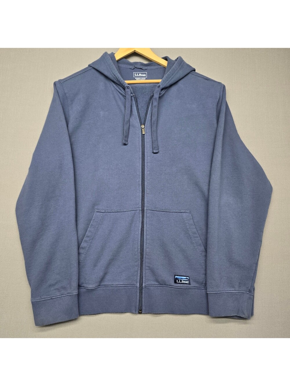 L.L. Bean Blue Full Zip Hoodie Sweatshirt Mens XL Reg Slightly Fitted Cotton